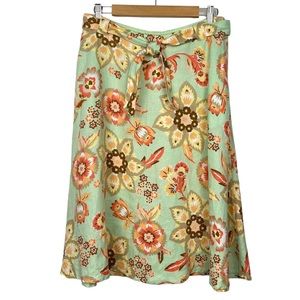 J. JILL 100% Linen Floral A-line Midi Skirt, Size Small